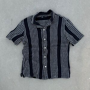 ZARA Textured Knit Stripe Button-Up Shirt – Size M